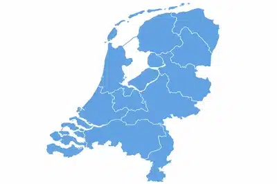Kaart van Nederland met provinciegrenzen: ontruiming in heel het land